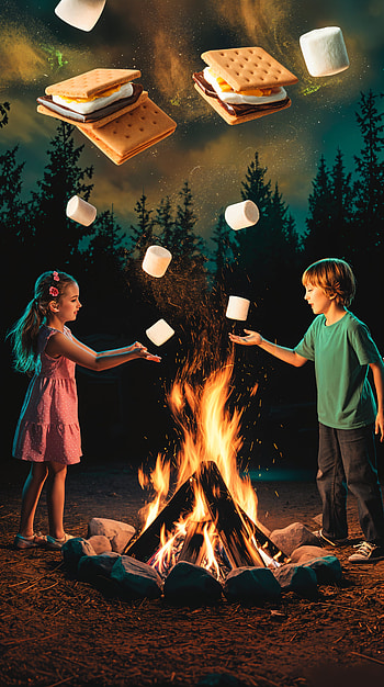 Cozy Campfire S'mores for Your , camping, child HD phone wallpaper
