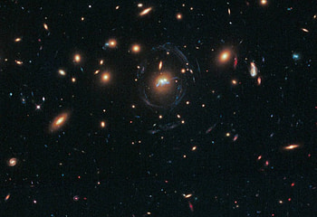 A Blue Bridge of Stars between Cluster Galaxies, galaxy, fun, space, cool, stars HD wallpaper