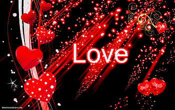 Black abstract with red love hearts HD wallpaper
