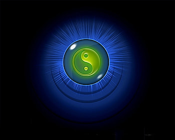 Yin and yang, blue, round, zen, color, green, colors, yang, yin HD wallpaper