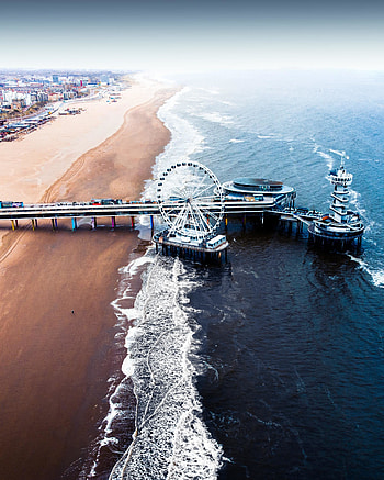 Beach, aerial view, Ferris wheel HD phone wallpaper