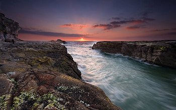 Nature, Sea, Sun, Rocks, Flow, Wind HD wallpaper