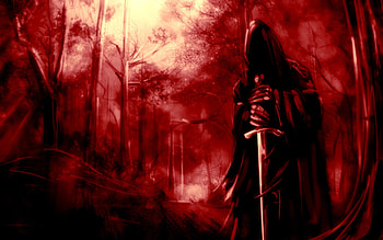 Dark Grim Reaper Horror Skeletons Skull Creepy Weapons Swords Trees Forest Fantasy At Dark HD wallpaper