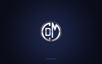 Deportivo Municipal, Peruvian football club, white logo, blue carbon fiber background, Liga 1, football, Peruvian Primera Division, Lima, Peru, Deportivo Municipal logo HD wallpaper