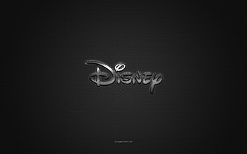 Disney logo, silver shiny logo, Disney metal emblem, gray carbon fiber texture, Disney, brands, creative art, Disney emblem HD wallpaper