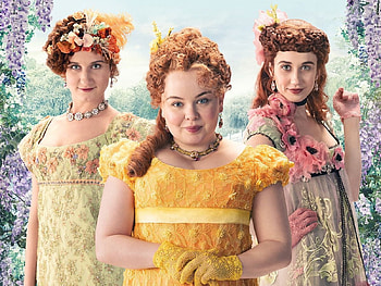 Bridgerton (2020), penelope, dress, julia quinn, featherington, sister, nicoka coughlan, philipa, harriet cains, trio, prudence, bessie carter, seriav series, bridgerton, tv series, book, nicola coughlan, yellow HD wallpaper