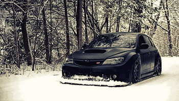 black subaru, subaru, winter, black, snow HD wallpaper