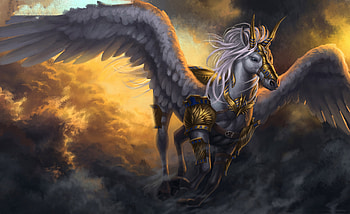 Pegasus, art, drawing, mythical HD wallpaper
