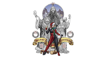 Dc comics, Harley Quinn, Christmas, villain HD wallpaper