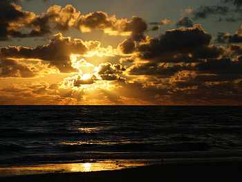 Nature, Sunset, Sea, Clouds, Beach HD wallpaper