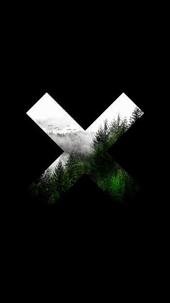 x, tech, symbol, art, design, black, trees HD phone wallpaper