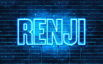 Happy Birtay Renji, , blue neon lights, Renji name, creative, Renji Happy Birtay, Renji Birtay, popular japanese male names, with Renji name, Renji HD wallpaper
