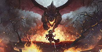 War of dragons, dragon fire, fantasy HD wallpaper