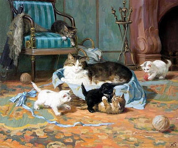 Cats, kitten, painting, art, cat, feline HD wallpaper