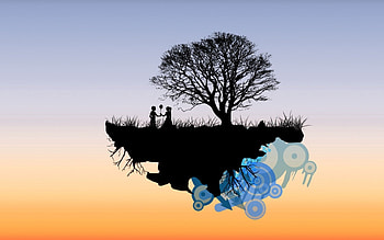 People, Sky, Vector, Shadow, Flight, Romance, Island, Paints HD wallpaper