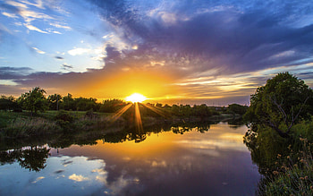 Landscape, Rivers, Sunset, Sky, Clouds HD wallpaper