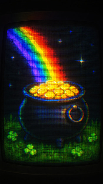Rainbow's End: Pot of Gold | Lucky Gold Lock Screen | Neon Pot , Clover HD phone wallpaper