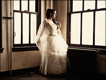 WATCHING OUT, white, window, glass, dress, wish, female HD wallpaper