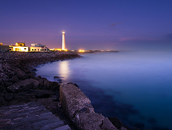 Nature, Night, Lights, Shore, Bank, Ocean HD wallpaper