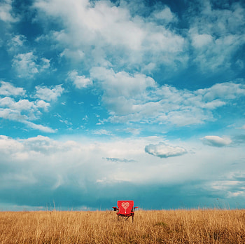 Nature, Clouds, Field, Armchair, Lonely, Alone HD wallpaper