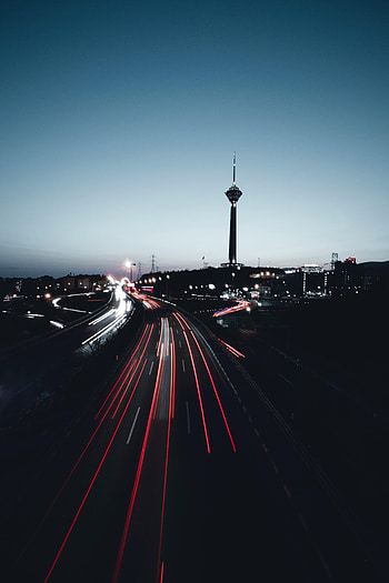 Night, City, Lights, Dark, Road, Long Exposure HD phone wallpaper