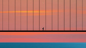 Feeling The Distance, walking, alone, bridge, artist, artwork, digital-art, minimalism, minimalist HD wallpaper