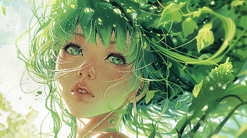 Enchanted Spring - Anime Girl | Now, Anime, anime girl, green anime, portrait, Digital Art HD wallpaper