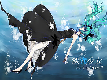 vocaloid, blue hair, aqua dress, blue eyes, miku hatsune HD wallpaper
