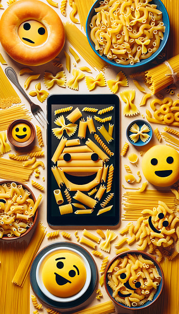 Pasta Delight , emoji, yellow, smart HD phone wallpaper