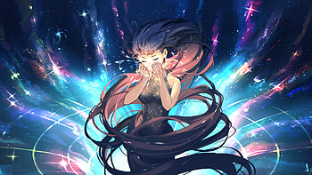 Long hair anime girl, close eyes, original, anime HD wallpaper