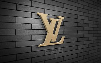 Louis Vuitton 3D logo, , gray brickwall, creative, brands, Louis Vuitton logo, 3D art, Louis Vuitton HD wallpaper