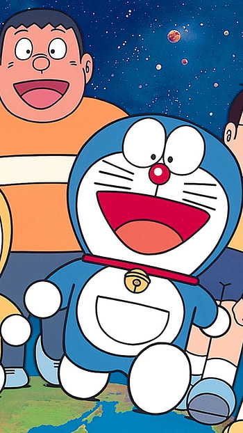 Shinchan And Doraemon, Galaxy Background HD phone wallpaper