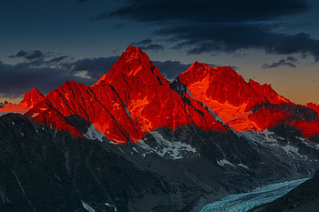 Sunset Alpine Glow, Alps, France, Sunsets, French Alps HD wallpaper
