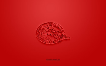 Catalans Dragons, creative 3D logo, red background, French rugby club, 3d emblem, Super League Europe, Perpignan, France, 3d art, rugby, Catalans Dragons 3d logo HD wallpaper