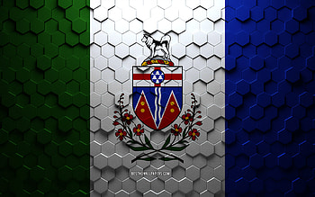 Flag of Yukon, honeycomb art, Yukon hexagons flag, Yukon, 3d hexagons art, Yukon flag HD wallpaper