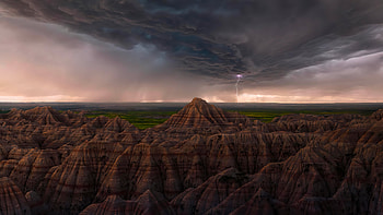 Thunderstorm Over The Badlands Of South Dakota, thunderstorm, lightning, nature HD wallpaper