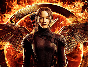 Jennifer Lawrence, The Hunger Games: Mockingjay Part 1, Movie, Flame, Katniss Everdeen, The Hunger Games, Wings HD wallpaper