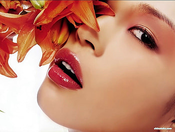 lady face, eyes, people, beauty, lady, face, flowers, lips, models, female HD wallpaper