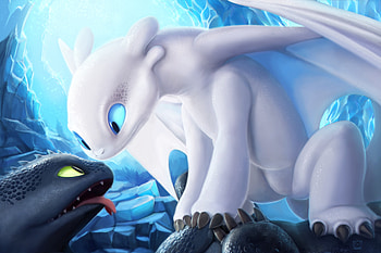 Toothless And Light Fury Art, artist, digital-art, deviantart HD wallpaper