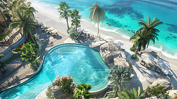 Beachside Pool Paradise, pool, beach, beach vacation, resort, tropical HD wallpaper