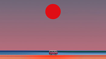 Van Beach Minimal Sun , van, beach, minimalism, minimalist, artist, artwork, digital-art HD wallpaper
