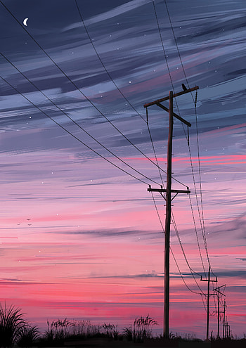 Art, Night, Pillars, Posts, Wires, Wire HD phone wallpaper