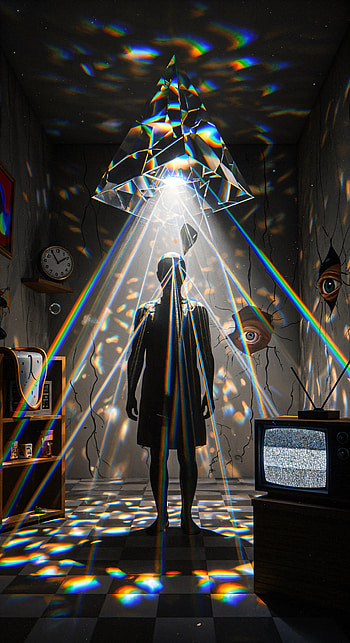Prismatic Abduction — Weirdcore , silhouette, rainbow HD phone wallpaper