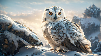 White Owl, white, owl, mountain, snow, Animal, Snowy Mountain, winter animals HD wallpaper