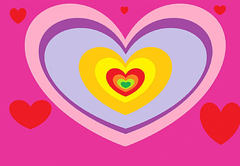 heart, purple, green, red HD wallpaper