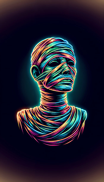 Vibrant Mummy for Your , neon, illustration, artistic, halloween HD phone wallpaper