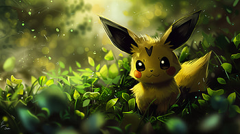 Pichu in Nature: Stunning Ultra, Pokemon, Pichu (Pokémon), Eevee (Pokémon), forest, cute HD wallpaper