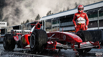Iconic Ferrari F1 in the Rain — Quad, Michael Schumacher HD wallpaper
