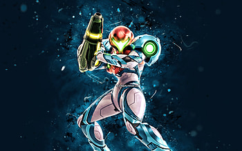 EMMI Hunter Samus, , blue neon lights, Fortnite Battle Royale, Fortnite characters, EMMI Hunter Samus Skin, Fortnite, EMMI Hunter Samus Fortnite HD wallpaper