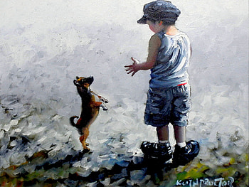 LITTLE FRIENDS, puppy, boy, outing, kid, friends HD wallpaper